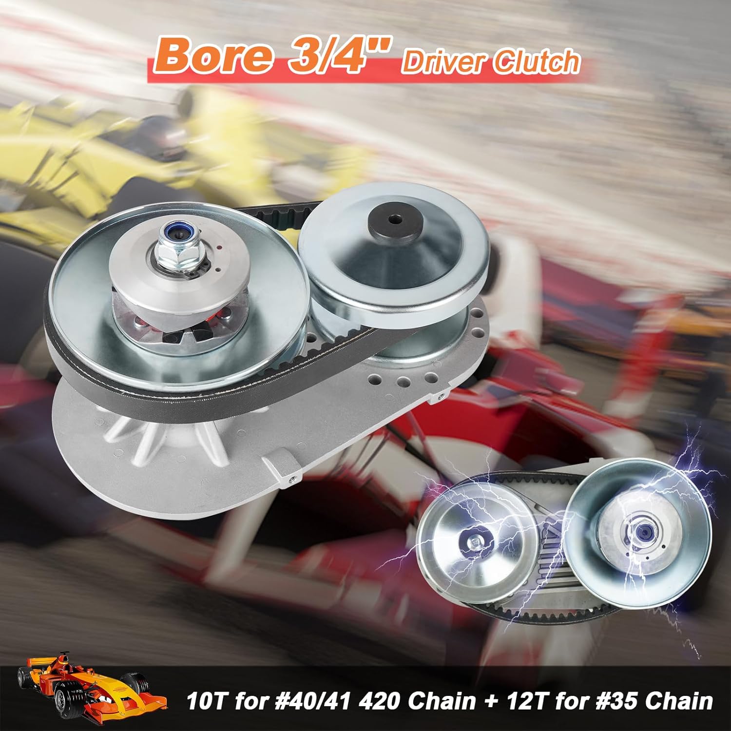 Torque Converter 30 Series Mini Bike 2-7Hp Go Kart CVT Clutch 3/4 inch 10T #40/41/420&12T #35 Chain Drive Belt Pulley for Predator 212cc, Manco Comet TAV2 Mini Bike Engine Replace for 219552A 218353A