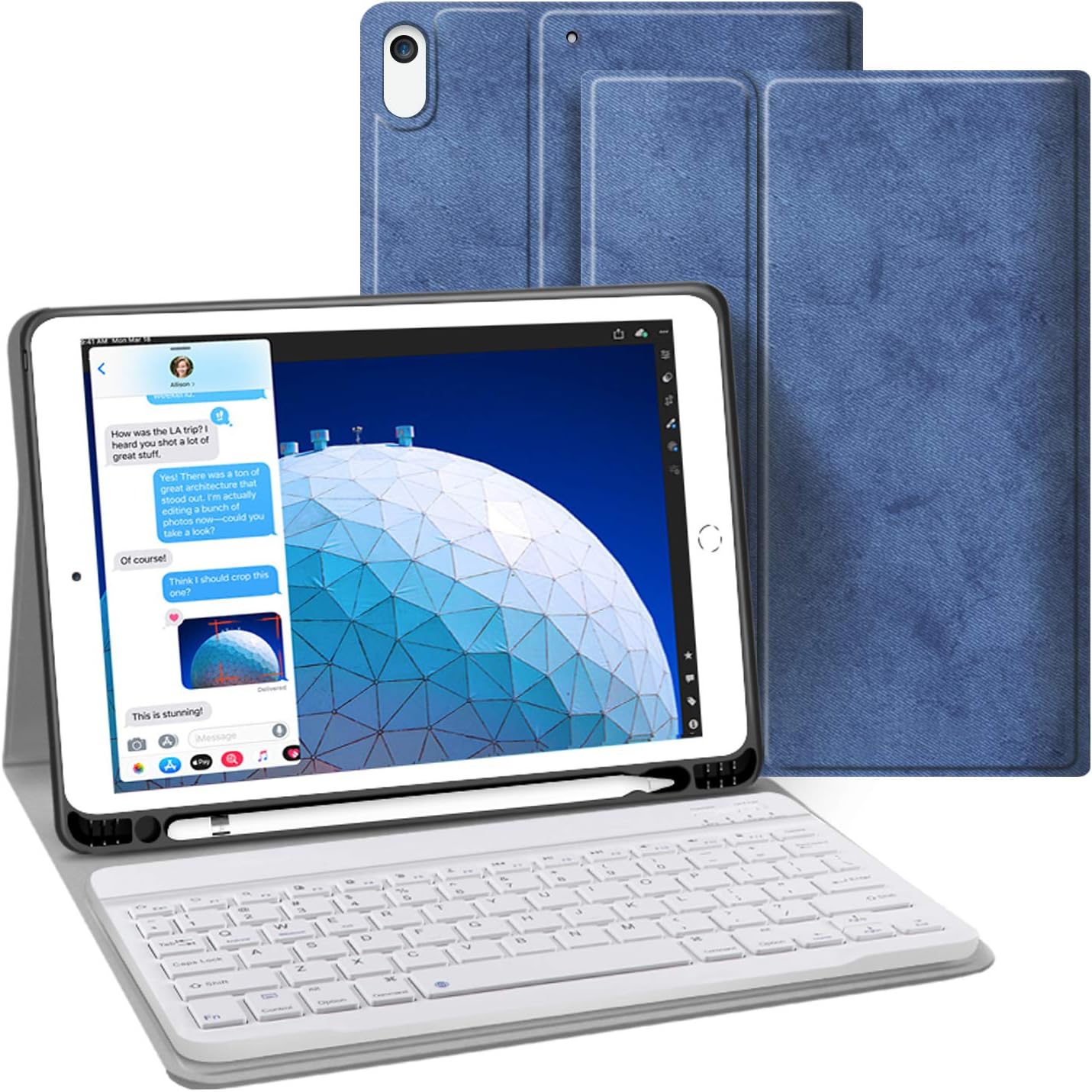 One-Day Sale: Up to 70% Off Keyboard Case for iPad 10.5 Air 3rd Gen 2019 - JUQITECH iPad Pro 10.5 2017 Folio Tablet Case with Wireless Detachable BT Rechargeable Keyboard Full Protection Cover Built-in Pencil Holder, Rose Gold
