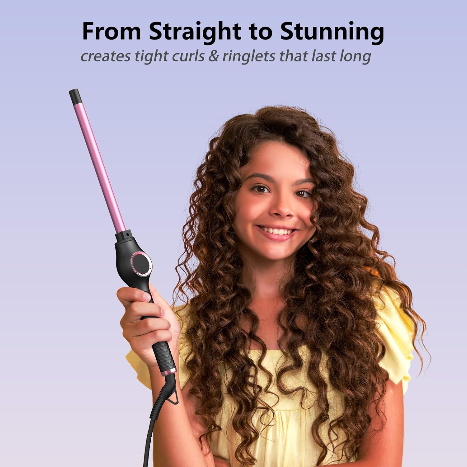 ORYNNE 1/2 Inch Curling Wand for Long Hair, Extra Long Barrel Ceramic Half Inch Curling Wand, 7 Adjustable Heats, 110-240V Dual Voltage Small Barrel Curling Iron Wand, 60 Minutes Auto Shut Off