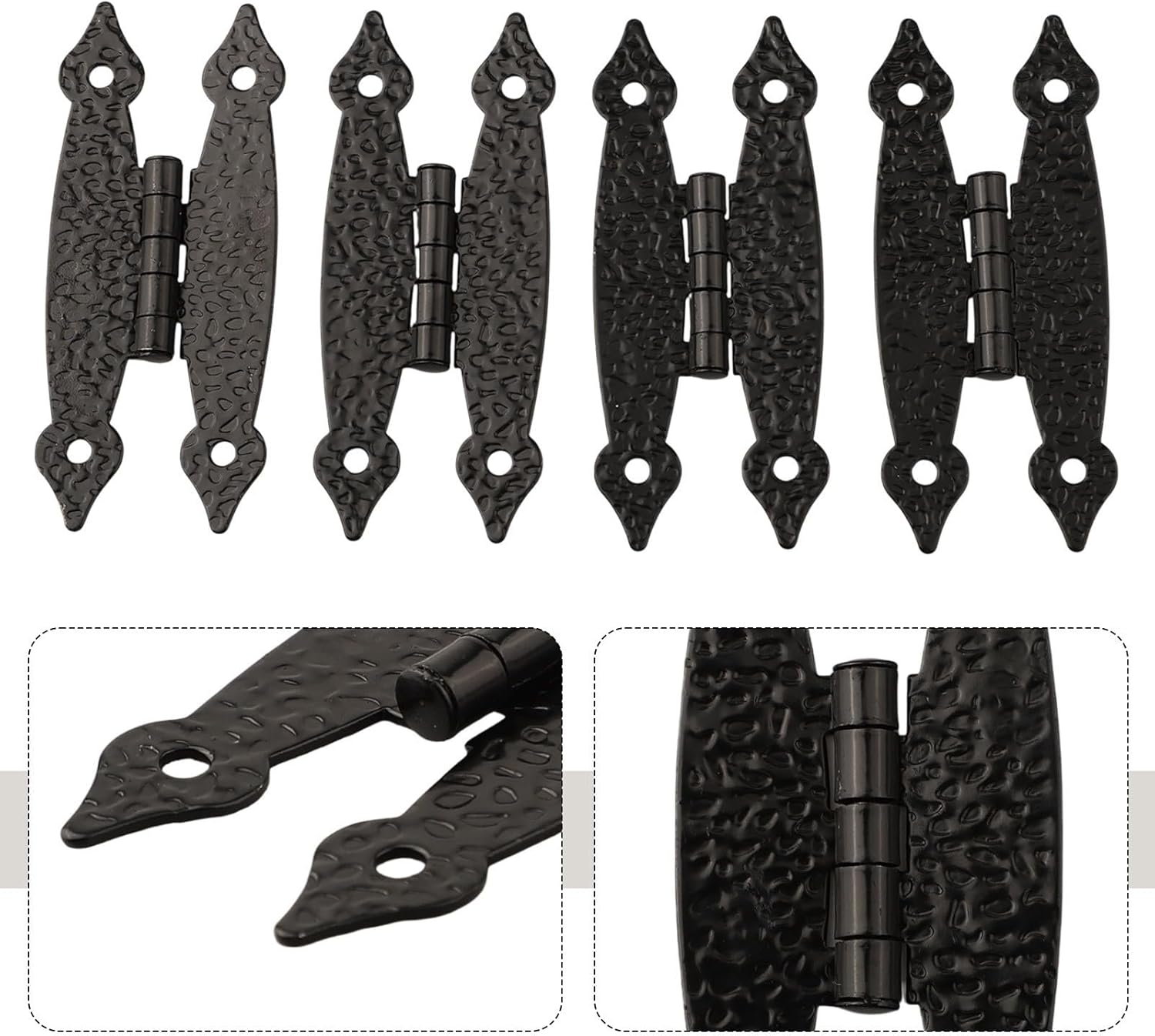 Antique Iron H Shaped Hinge, Black Cast Iron Cabinet Hinge for Vintage Furniture Door, Retro Wardrobe Dresser, DIY Woodworking Hardware, Small Decorative Box