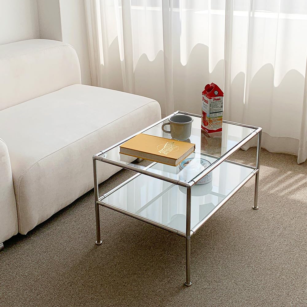 Amazon.co.jp: O'gre ステンレスモジュール2段ソファーテーブルS 便利