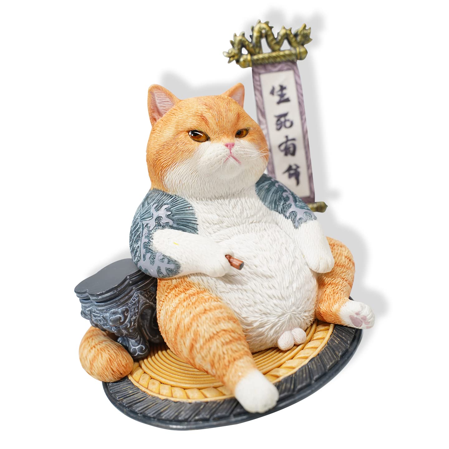 Statue de chat tatoué AMITD JXK figurine de collection aux détails sculptés
