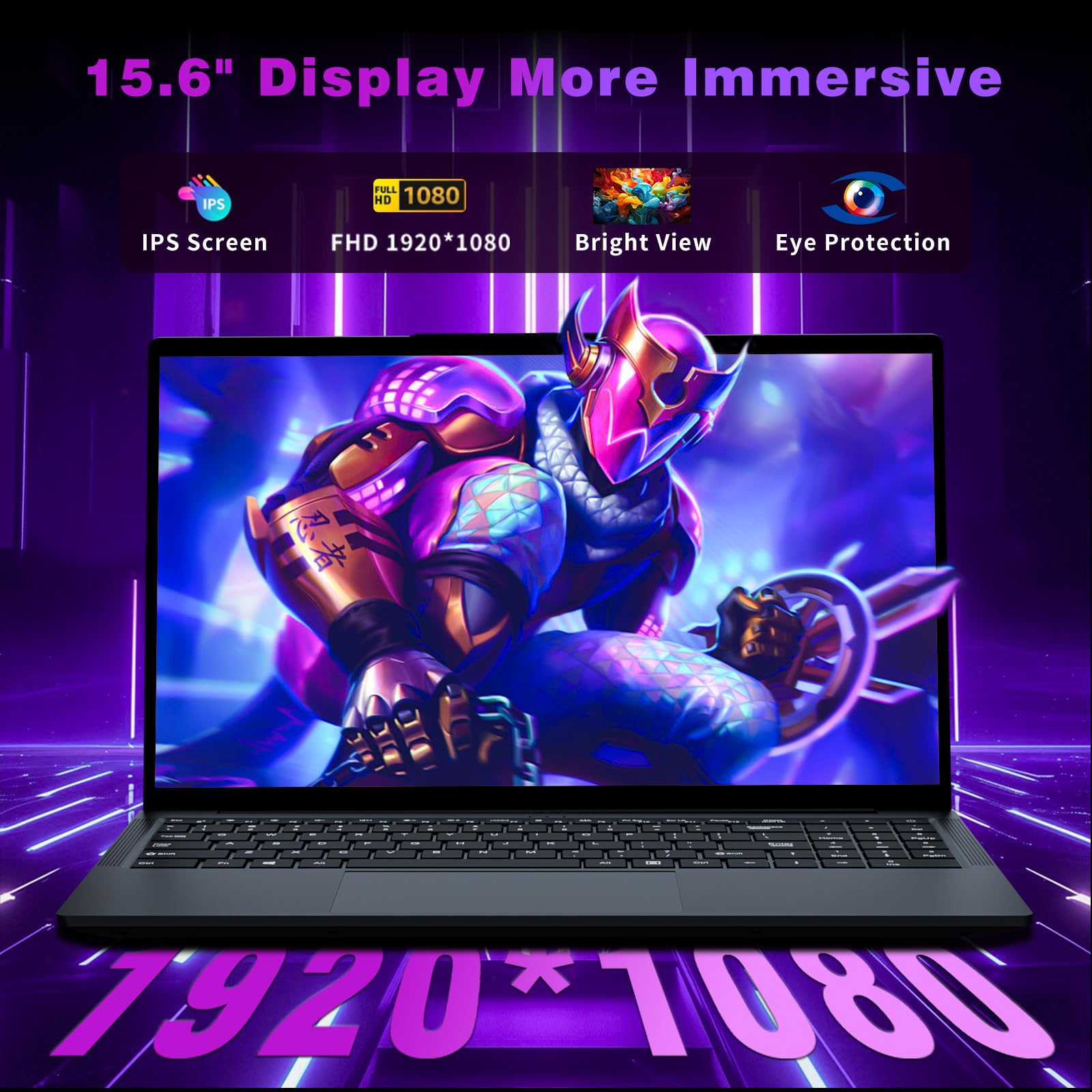 Moacreto Portatile PC 15,6 pollici Core i3-8100Y, Notebook 16GB RAM 512GB SSD, Laptop FHD 1920 * 1080, Computer portatile con Type-C, USB 3.0, Mini HDMI, Wi-Fi, BT5.0, Tastierino Numerico