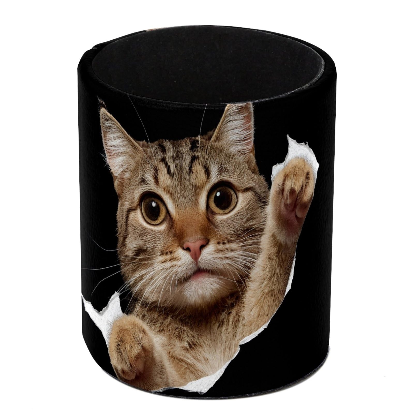 HEOEH Cat Pen Holder for Desk, PU Leather Pencil Holder Pen Cup Marker Holder Makeup Brush Holders, Desk Accessories & Workspace Organizers for Home, Office