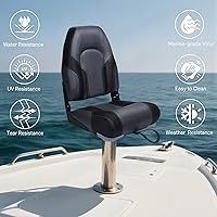 Vista 2 de Elite Asiento Plegable para Barco Bass Back Asiento para Barco Asiento Plegable para Barco de Pesca, Pack de 2, Negro/Carbón