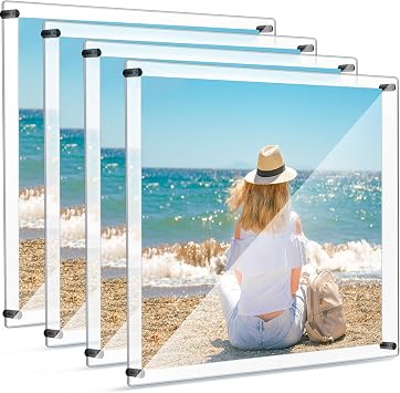 Chunful 4 Pcs 16 x 20 Inch Floating Acrylic Frame Clear, Black Accessories