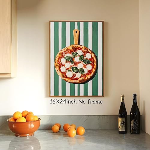 Miniatura 7 de Arte de pared verde Funky Retro Pizza Póster Vintage Cocina Comida Impresión Elegante Comida Cocina Cocina Moderno Arte de pared Arte de cocina Arte