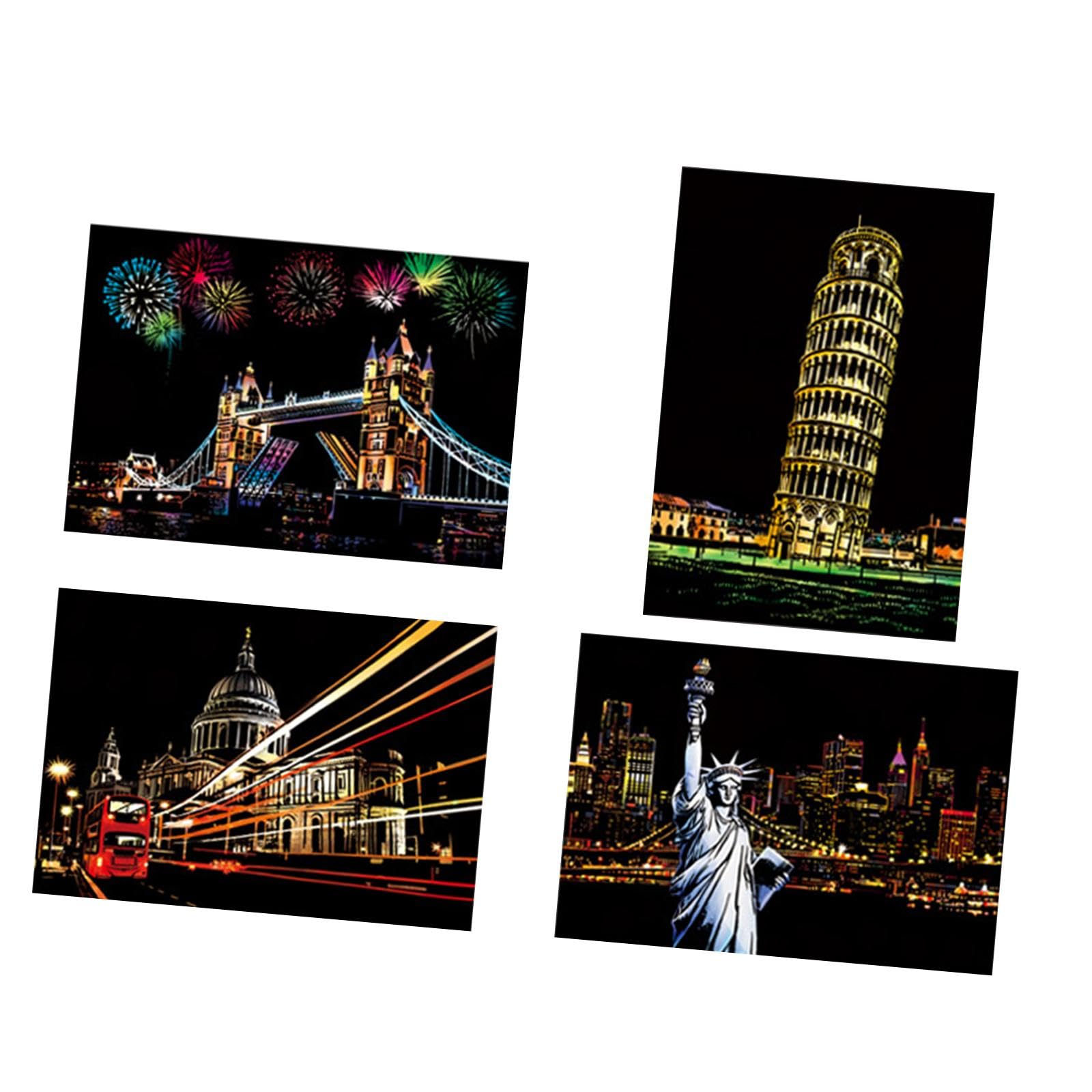 4X Scratch Paper Card Ornament Graffiti Paper Card Drawing Art Craft Style D-image-32