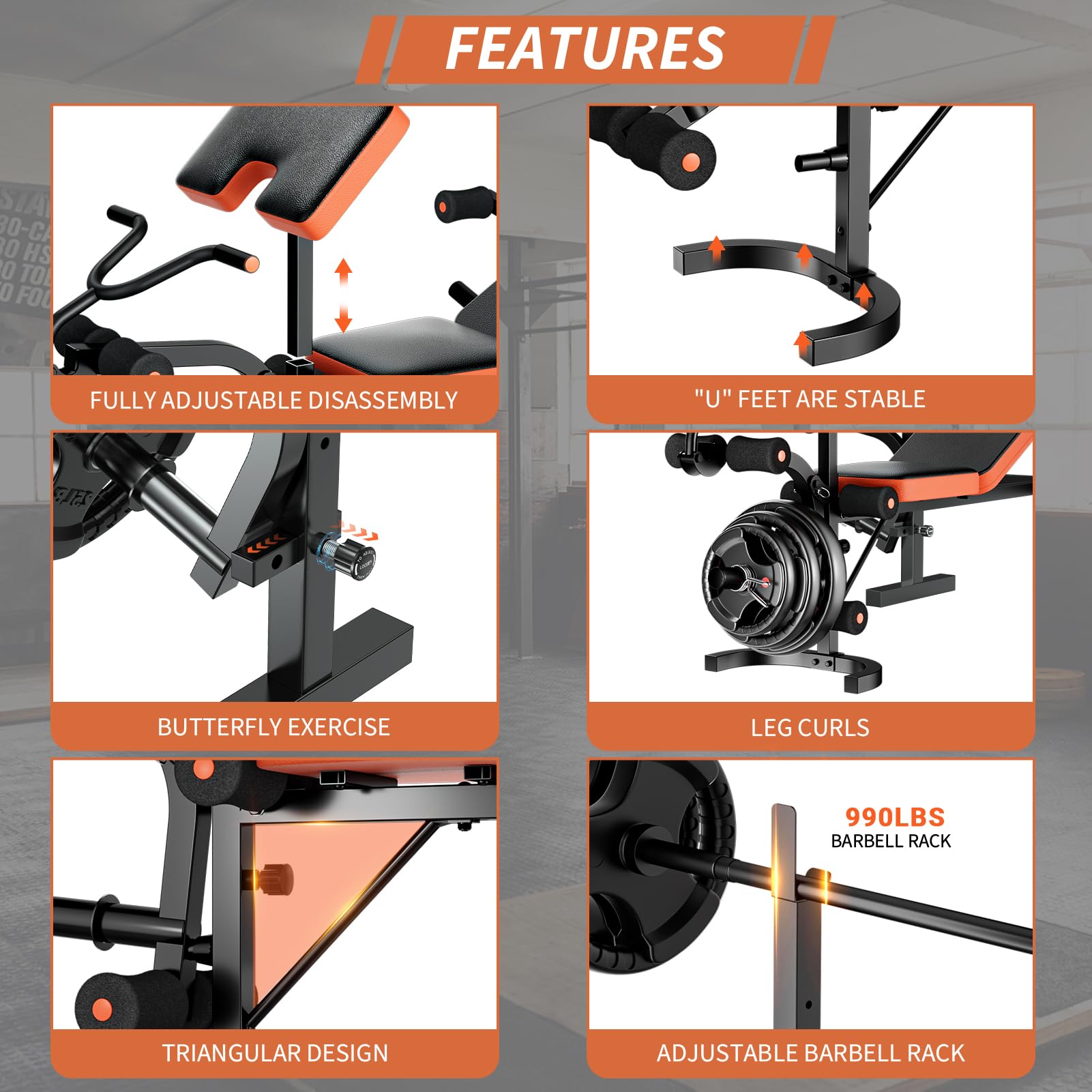Adjustable Olympic Weight Bench with Squat Rack & Leg Developer | 770lbs Positions & Heavy Duty Frame, Designed for Bench Press, Squats, Dumbbell Training and Full Body Workouts