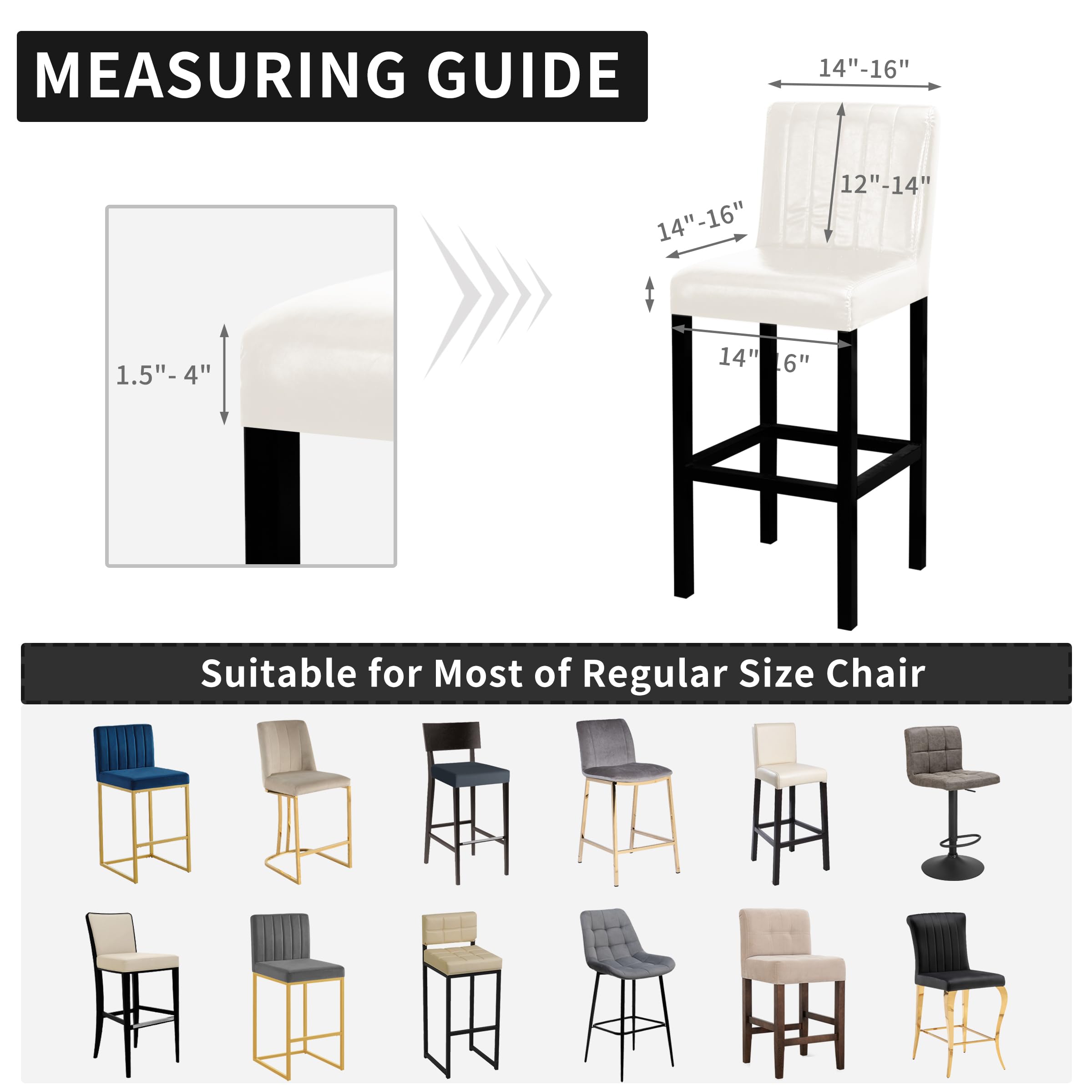 YISUN Bar Stool Covers, Stretch Waterproof PU Bar Stool