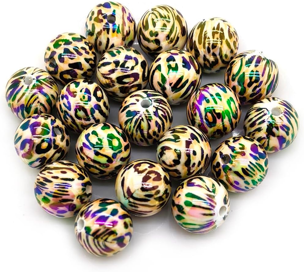 100pcs Acrylic Beads, 20mm Mix Colors Chunk Beads, Large Size Round Spacer Beads for Jewelry Bracelet Necklace Pen Bag Chain Making Crafts Supplies Headwear Accessories. (16)