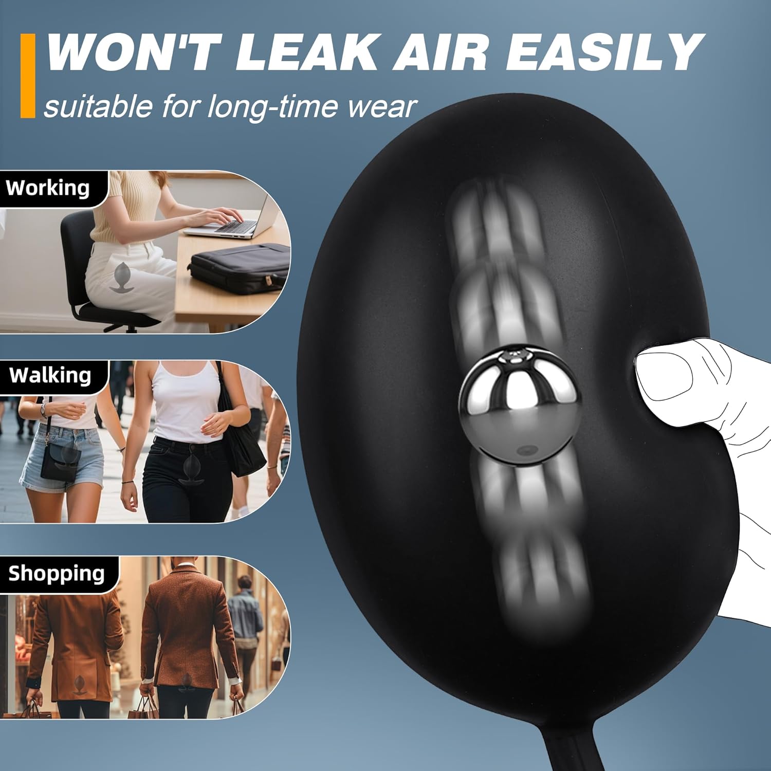 Inflatable Butt Plug Large Butt Plug - AMPLPUMP Magnetic Inflatable Dildo Wearable Huge Buttplug with Rolling Steel Ball, Anal Trainer Stretcher Silicone Expander, Adult Toys for Men Women