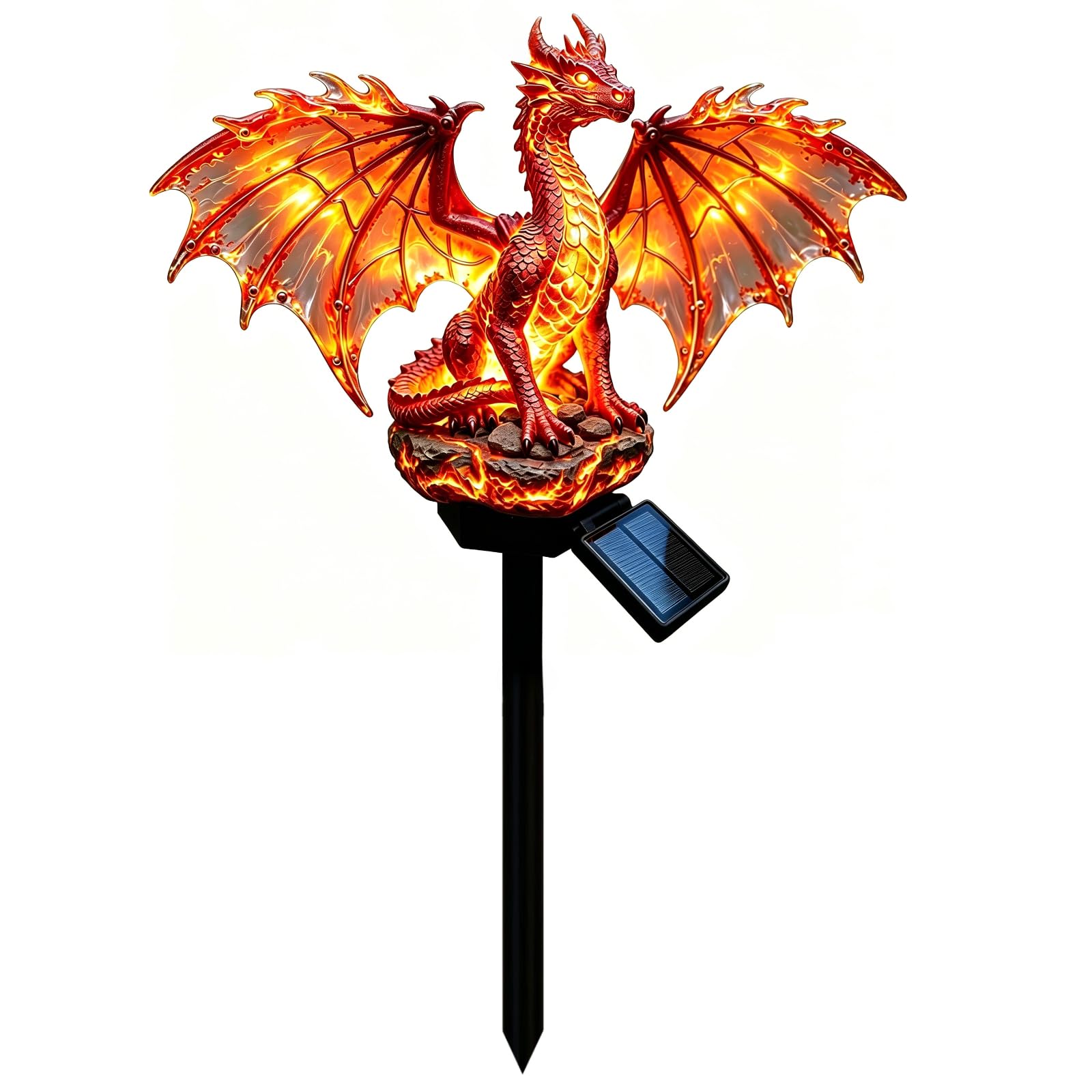 Dragon Solar Garden Stake Lights, Resin Dragon Figurine LED Outdoor Pathway Lighting, Waterproof Lawn Yard Patio Landscape Decorative Lamp Holiday Gift (Bb)