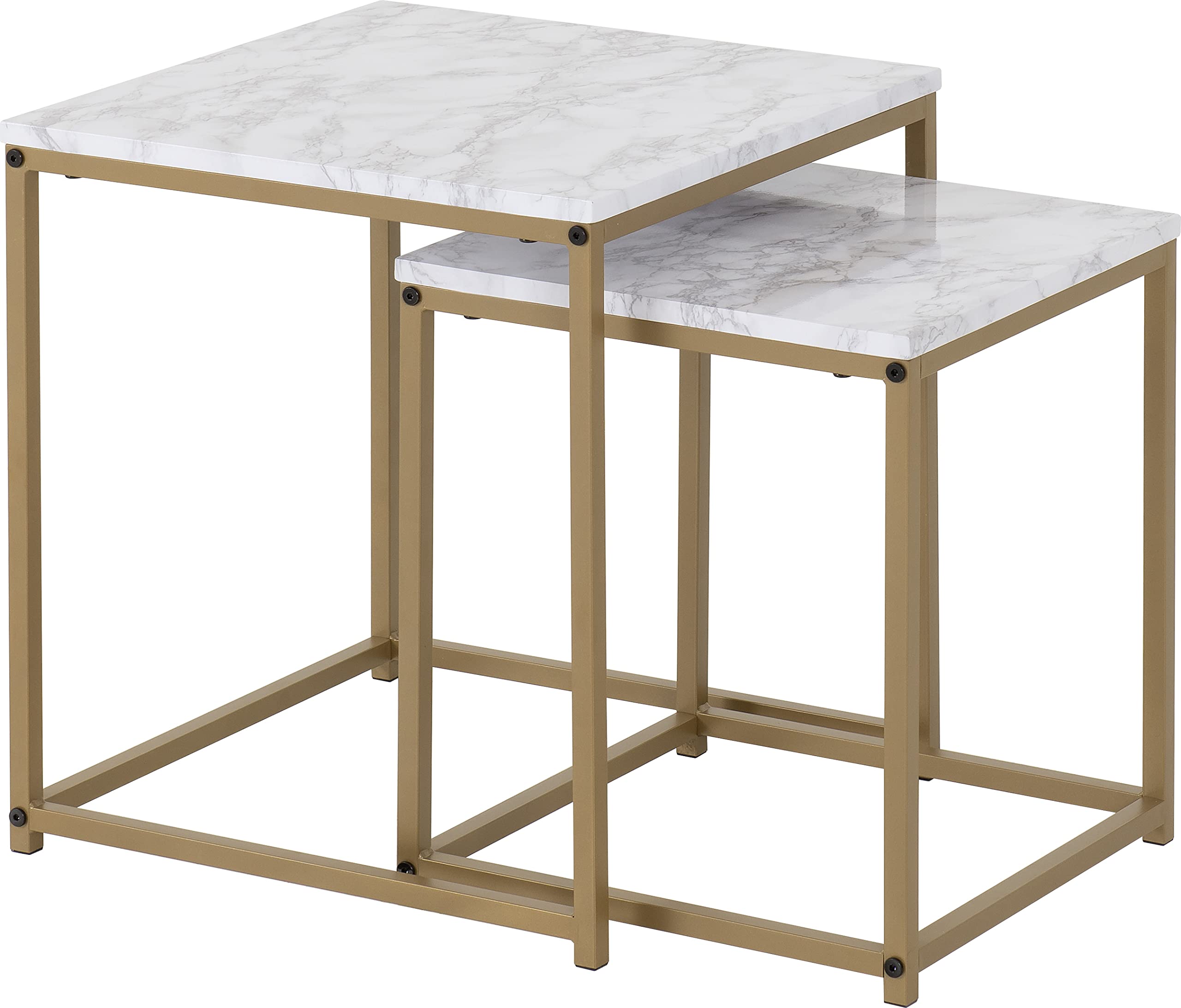 Seconique Dallas Nest Of Two Tables Marble Effect And Gold Tone Metal Finish from B&Q