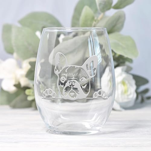 Miniatura 5 de French Bulldog Peeking Paws - Copa de vino sin tallo, regalo para perros y cachorros, 1 copa