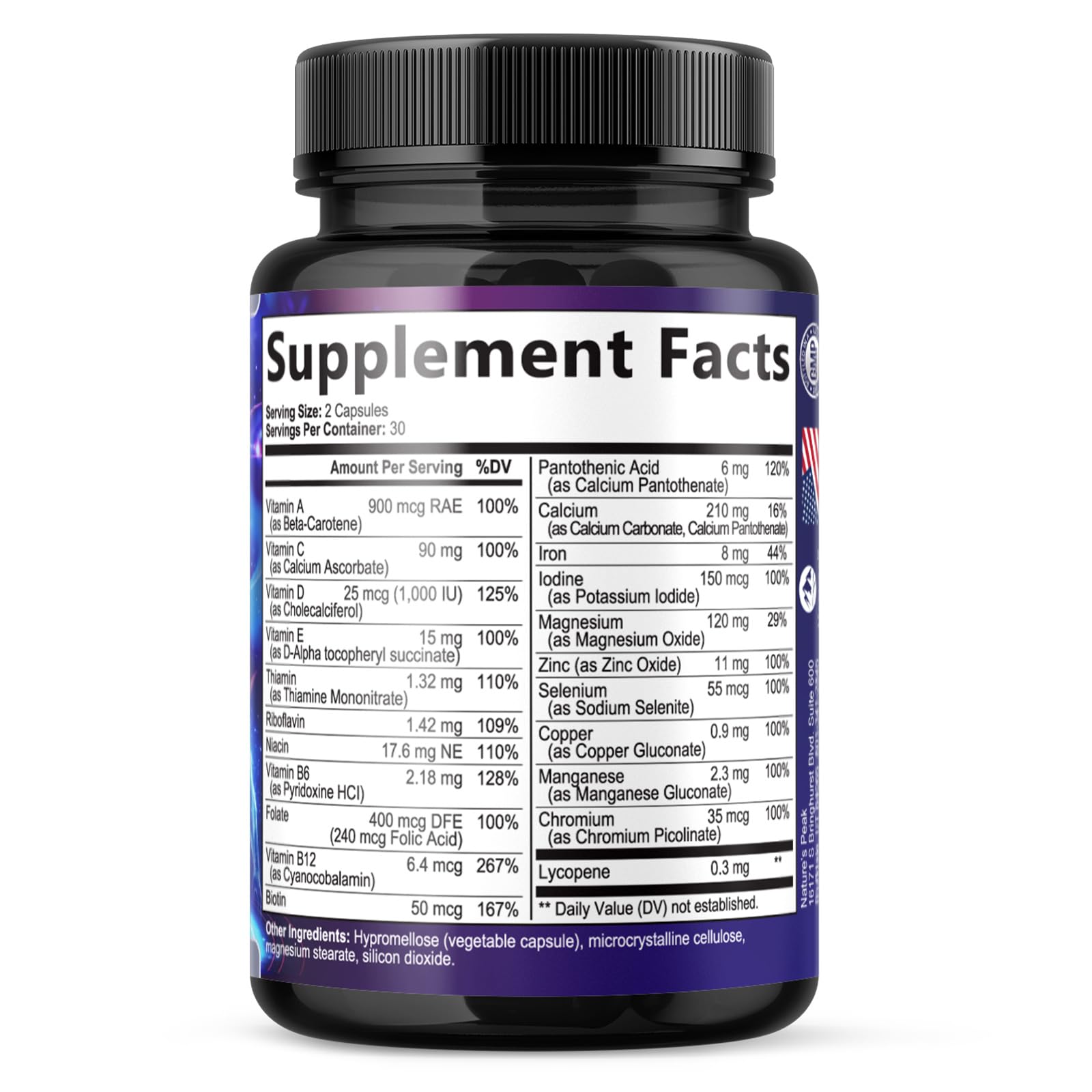Multivitamin for Men - Complete Daily Men's Multi with 21 Essential Vitamins & Minerals - Best Immune Health, Memory & Cognition, & Physical Energy Support Supplement - Bottled in USA - 60 Capsules — Amazon image 9