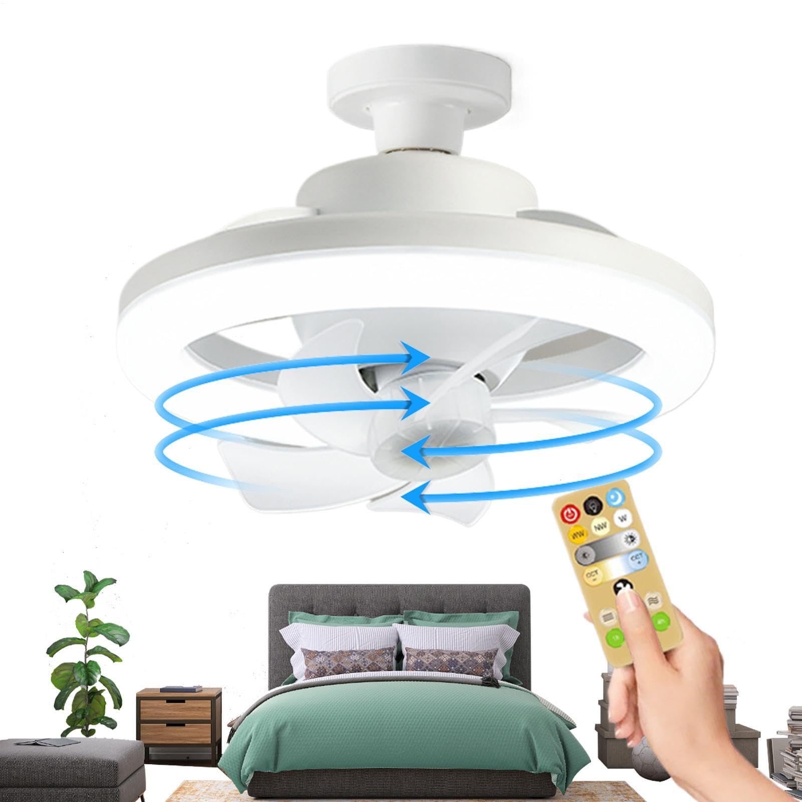 Ventilador de techo con luz E27 para solucionar el calor en habitaciones 8