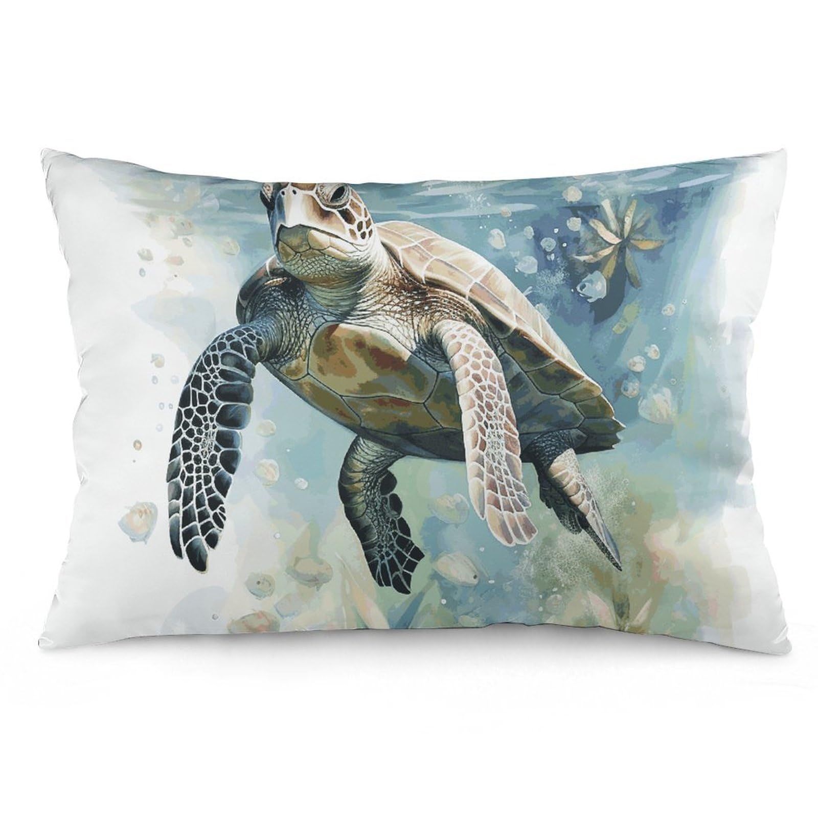 2 Pack Decoration Throw Pillow Covers 12 "x20 " Pillowcases Covers Watercolor Painting of Sea Turtle Swimming in The Sea Pillowcases Modern Farmhouse Home Decor Sofa Cushions Covers for Couch Bed Livi