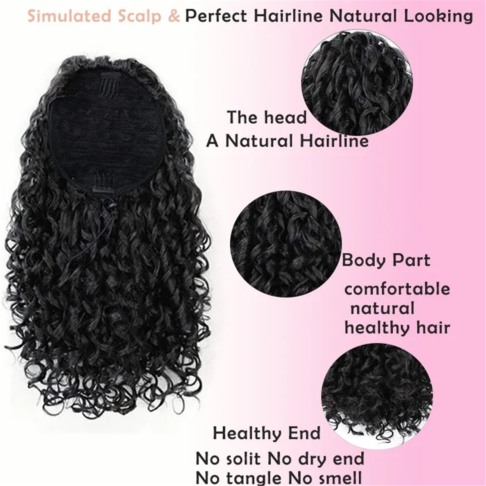 Extensión de cola de caballo for mujer, corta, suelta, rizada, con clip, postizo de cola de caballo rubia, esponjosa y rizada(T1B-30)