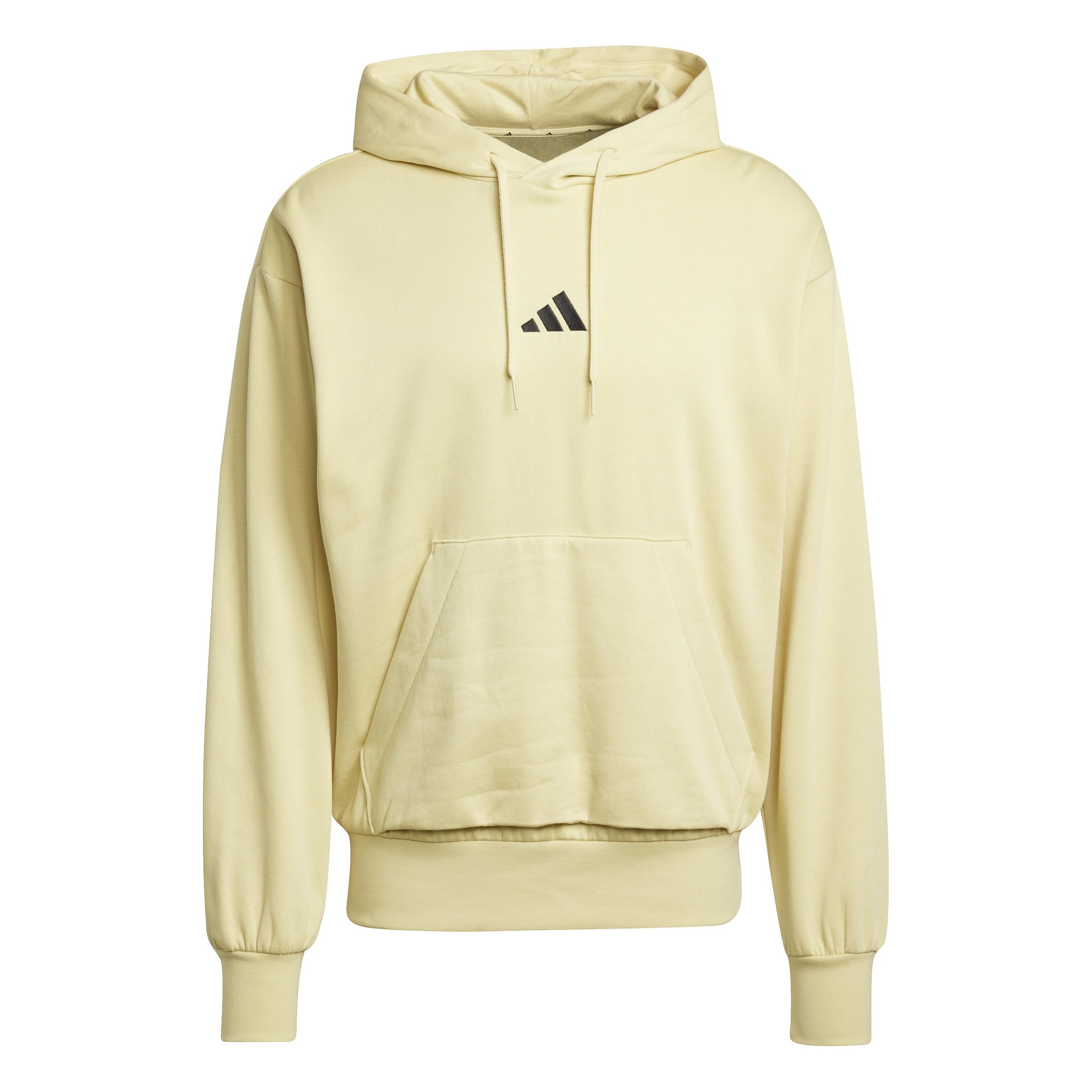 adidas Men's ESSENTIALS FEELCOZY FLEECE HOODIE, powder yellow/black, XL
