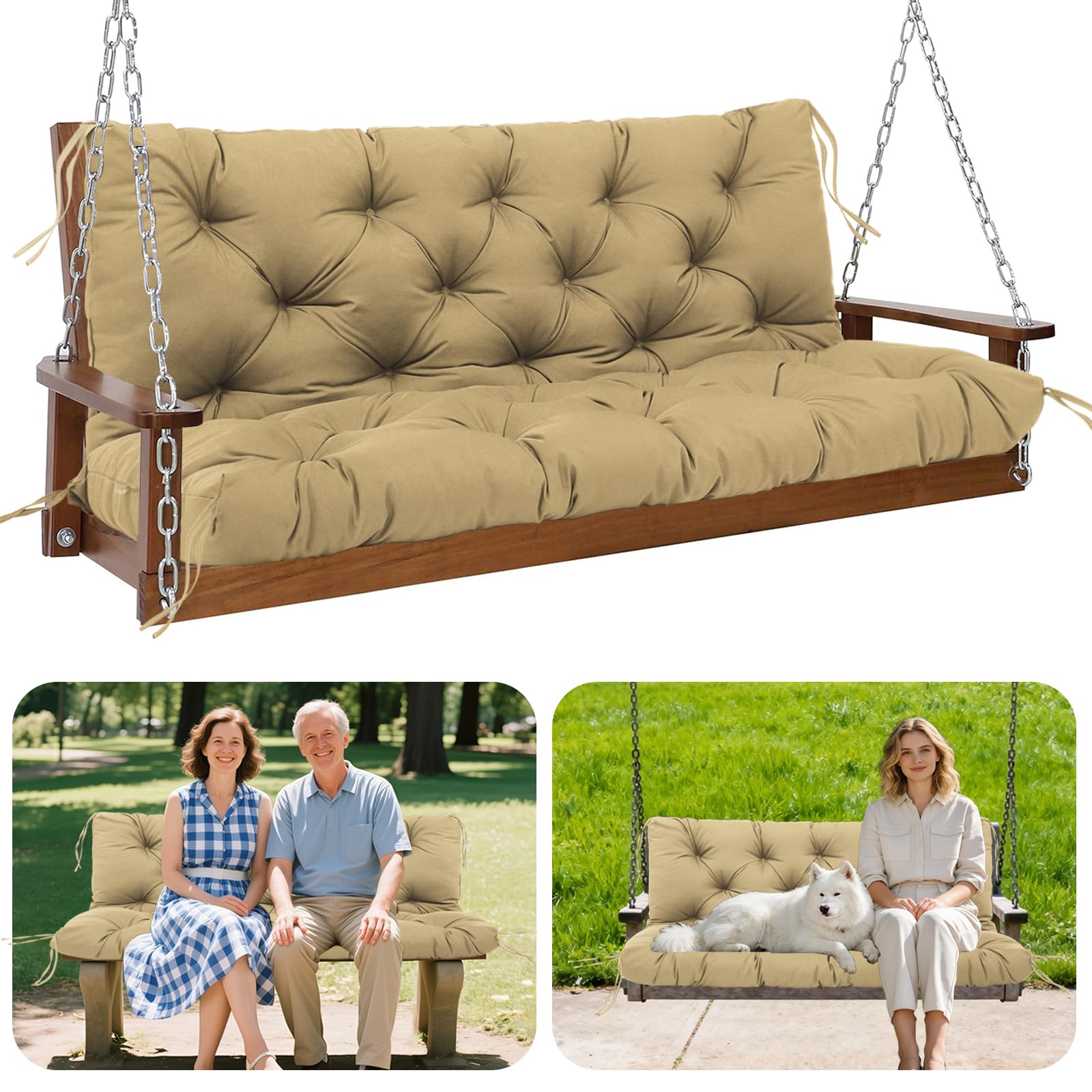 GPCHZM Hollywoodschaukel Auflage 180cm Wasserdicht Gartenbank Auflage Verdickt(12.5cm) Mit Rückenlehne Schaukelbank Auflage für Hollywoodschaukel Sitzbank Gartenbank Terrasse Hinterhof Rasen Veranda
