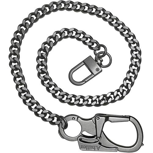 Ahiller Carabiner Clip Key Chain Set, Double Lock Design with Tungsten Tip, Men's Jeans Chain, Wallet Chain, Backpack Chain