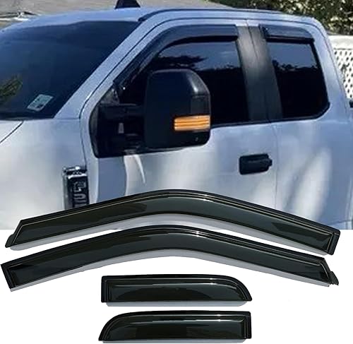 Miniatura 1 de Viseras laterales teñidas de humo, deflectores, pantalla de ventilación para Ford F-150 Super Cab 2015-2020, protección contra la lluvia del sol, 4