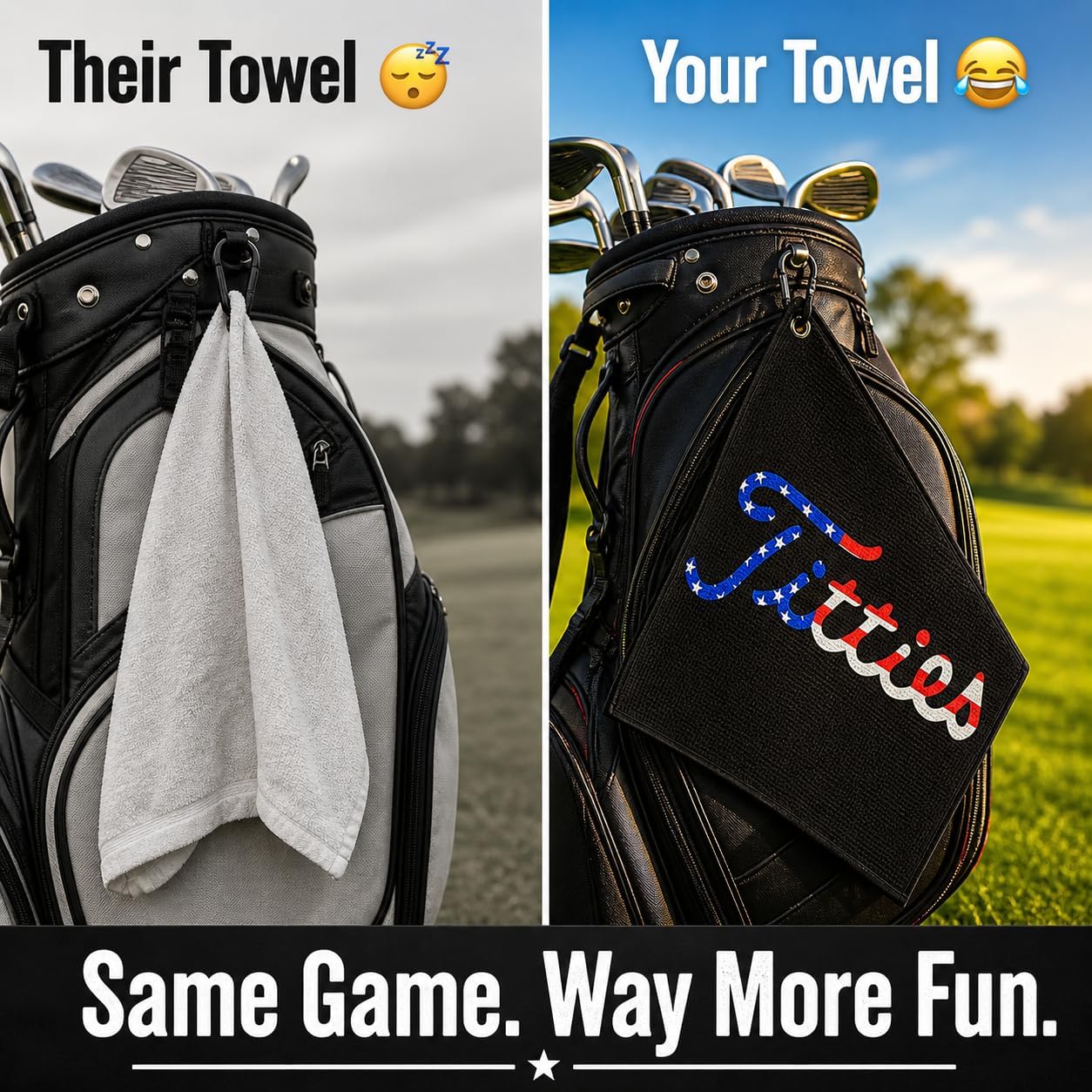 Syren Premium Funny Microfiber Towel with Clip Holder | Funny EGolf Accessory, Fun Golfing Experience