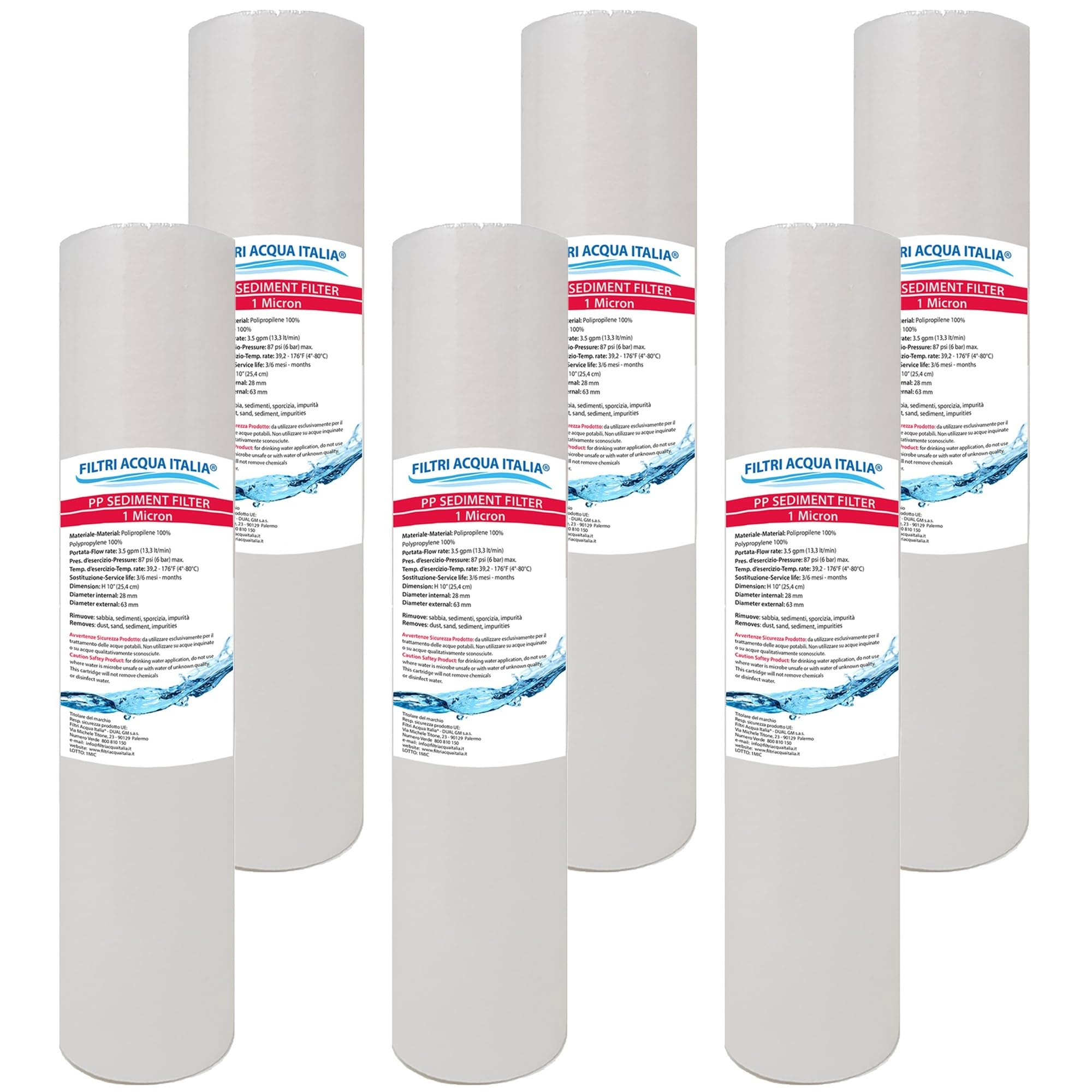 10 Pouces Micron 1 Filtre à Eau Polypropylène Filtre à Eau pour Osmose Inverse Purificateur D'eau Set 6 Pièces