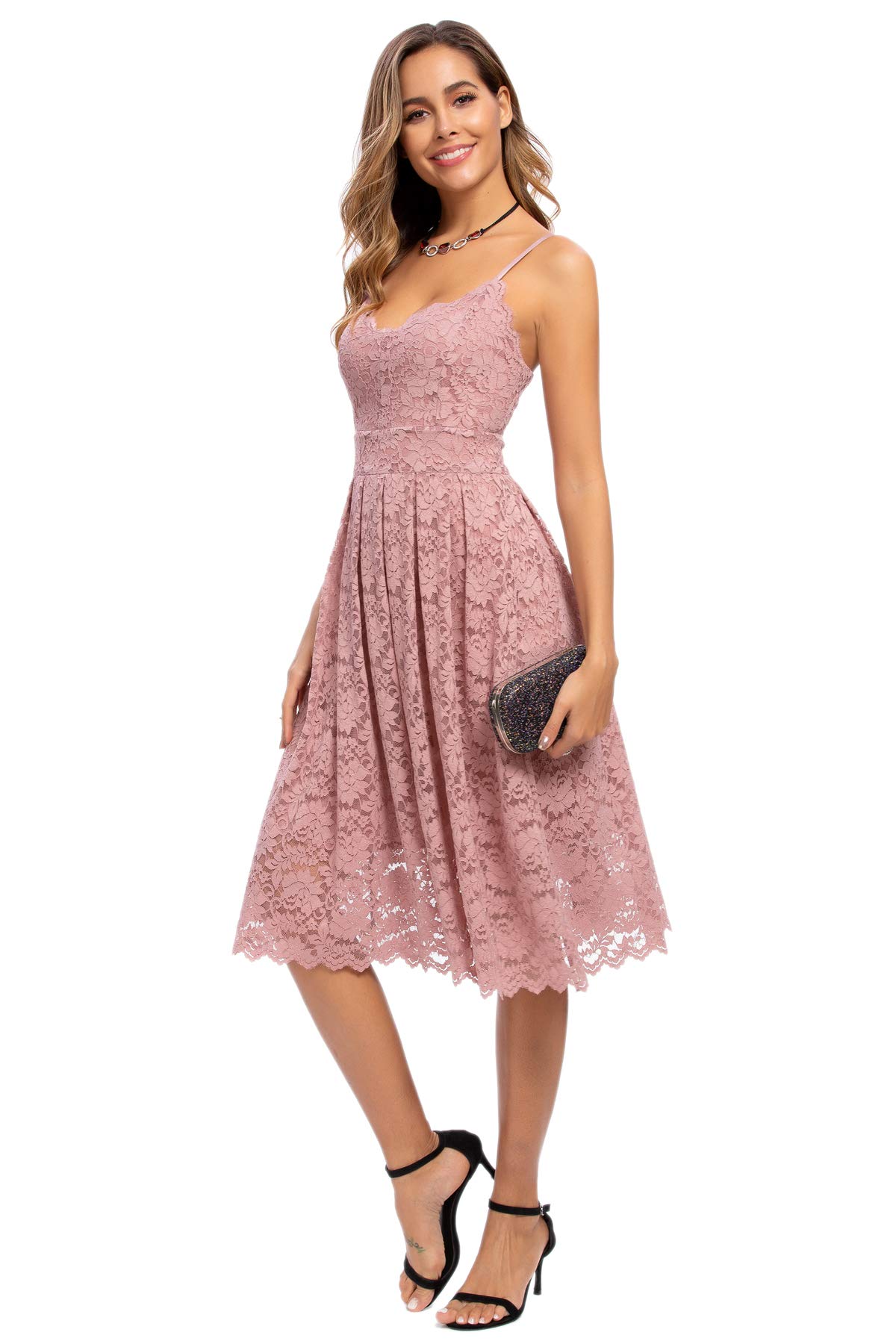 Bewertung des Atnlewhi Damen Vintage ärmellosen V-Ausschnitt A-Linie Kleids - Elegantes und vielseitiges Kleid in Rosa