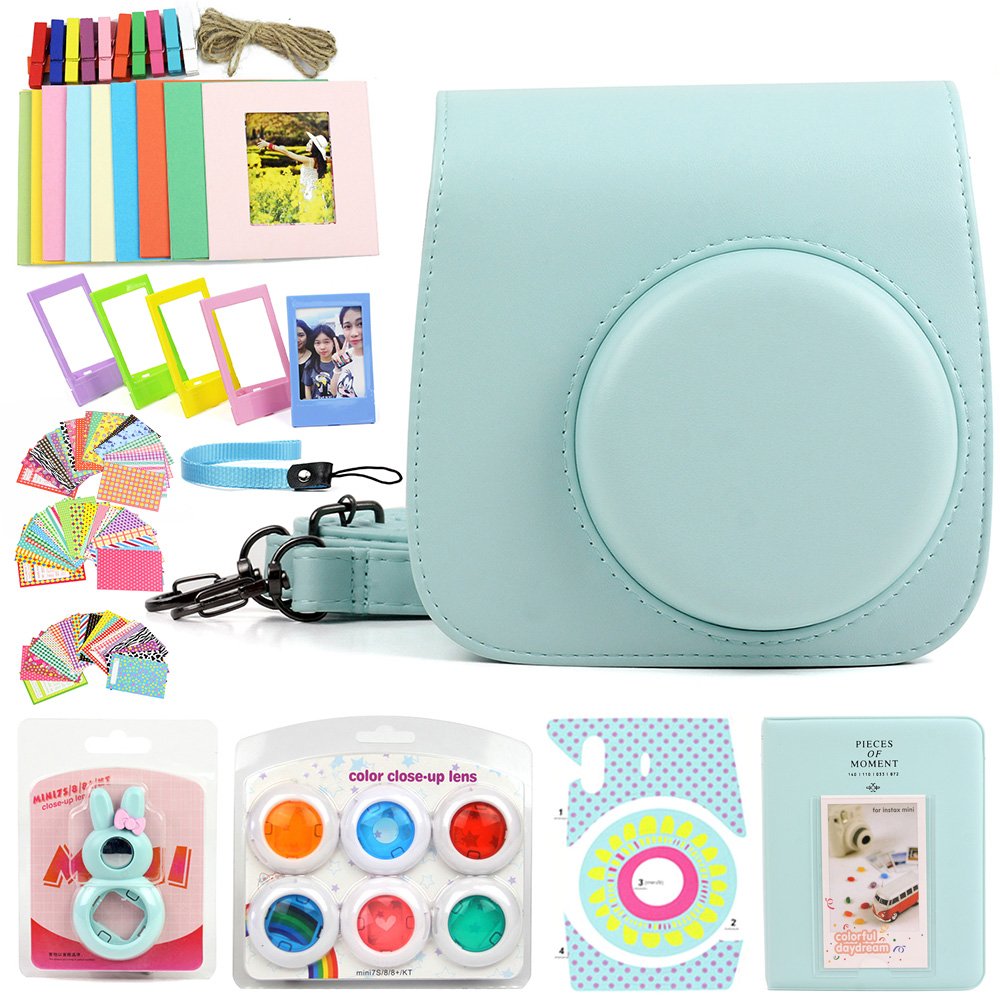Wogozan 9 in 1 Case Accessories Package for Fujifilm Instax Mini 9 Mini 8+ Mini 8 (Ice Blue Kit)-image-5