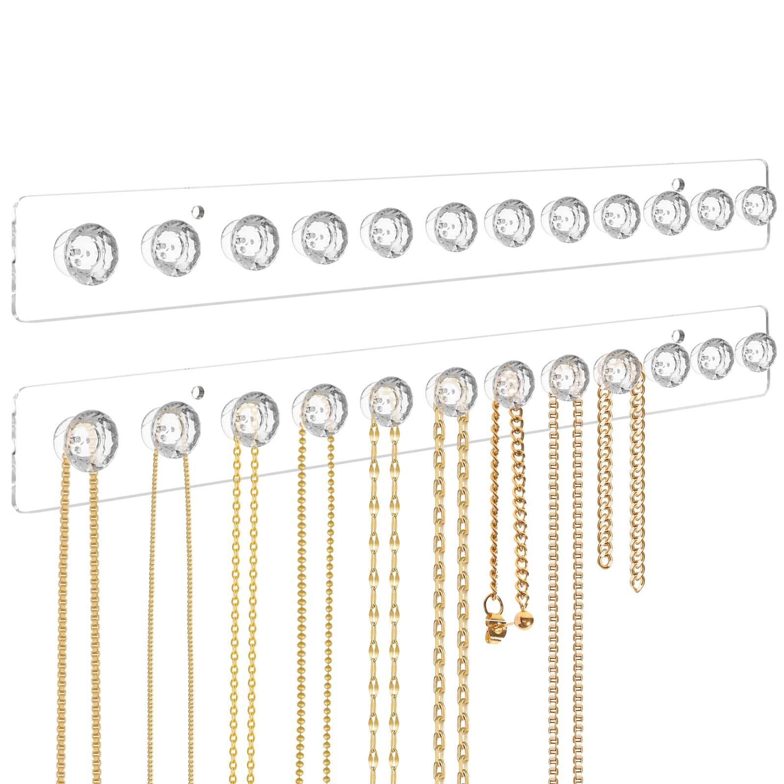 Douildhaiy Necklace Holder,Acrylic Necklace Organizer,Wall Mounted Jewelry Organizer With 12 Hooks for Bracelets, Chains,K...