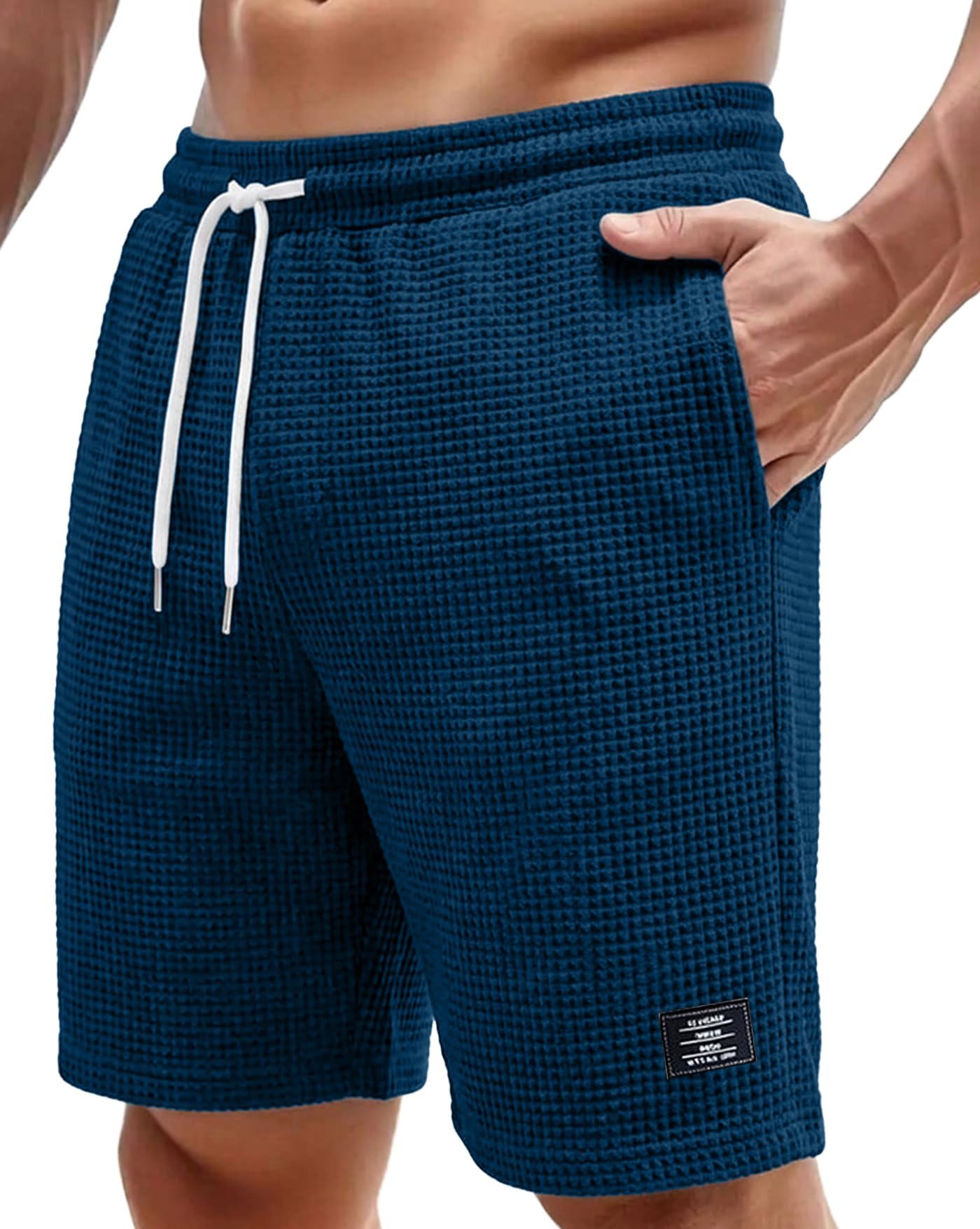 enitor Men Solid Drawstring Waist Casual Knee Length Boxers,Solid Men Beige Basic Short's-picture-31