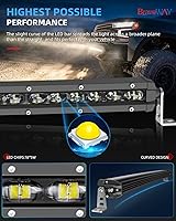 Vista 2 de BraveWAY Barra de luz LED curvada de 20 pulgadas, iluminación todoterreno de una sola fila, barra de luz de conducción, haz combinado spot flood