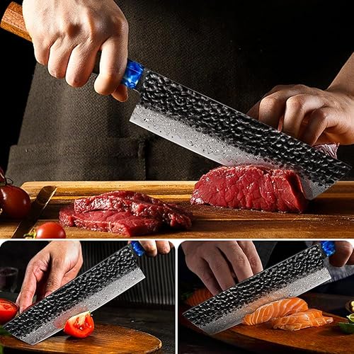 Miniatura 10 de Kuwata Santoku Cuchillo profesional VG10 Damasco acero cocina Santoku, G10 ergonómico color mango de madera cuchillo de chef con caja de regalo de