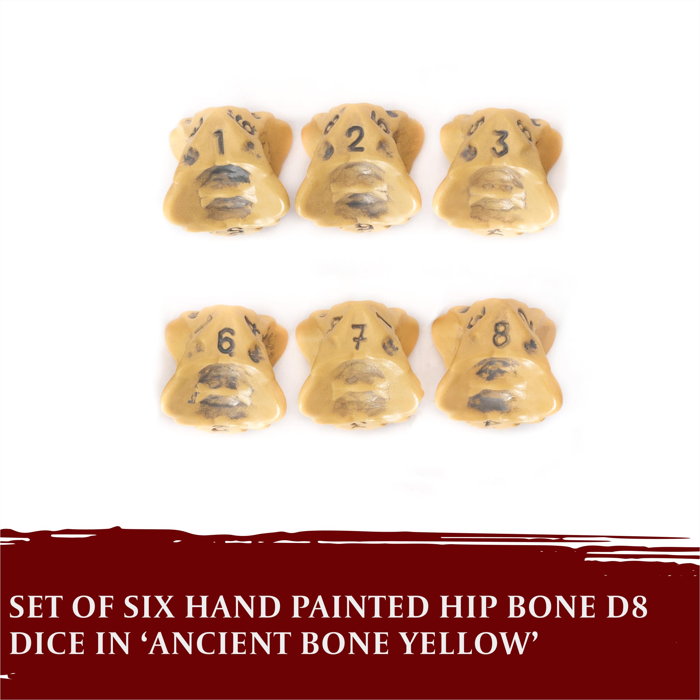 D8 Dice Set, Set of Six 8 Sided Dice, Skull & Bone Themed RPG Dice. Cool & Unique Gift for Dungeons & Dragons (DND) - Image 3