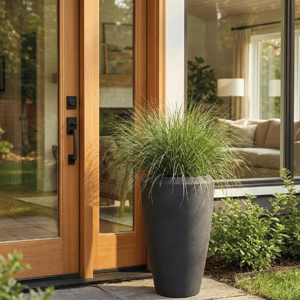 Vase Nalou - 44x70 - Schwarz - Blumentopf für den Innen- und Außeneinsatz - Übertopf - Pflanztopf - Pflanzgefäß