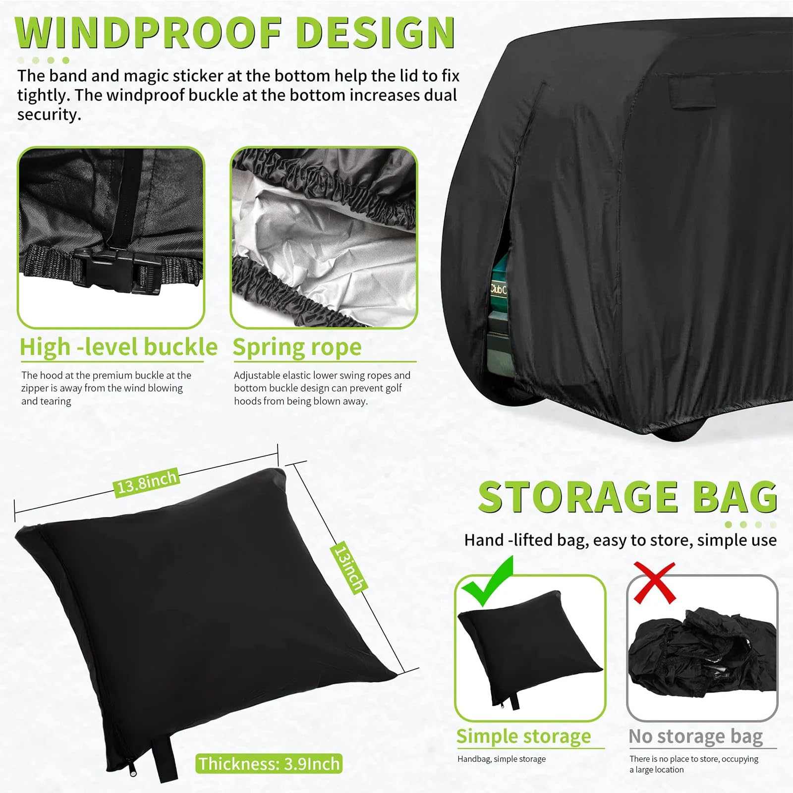 Funda para Carrito De Golf, Protección Exterior Impermeable Cubierta para Lluvia Parabrisas A Prueba De Polvo Tela Oxford Asientos para 4 Personas Carts Cover para Carrito De Ezgo Club Car Yamaha