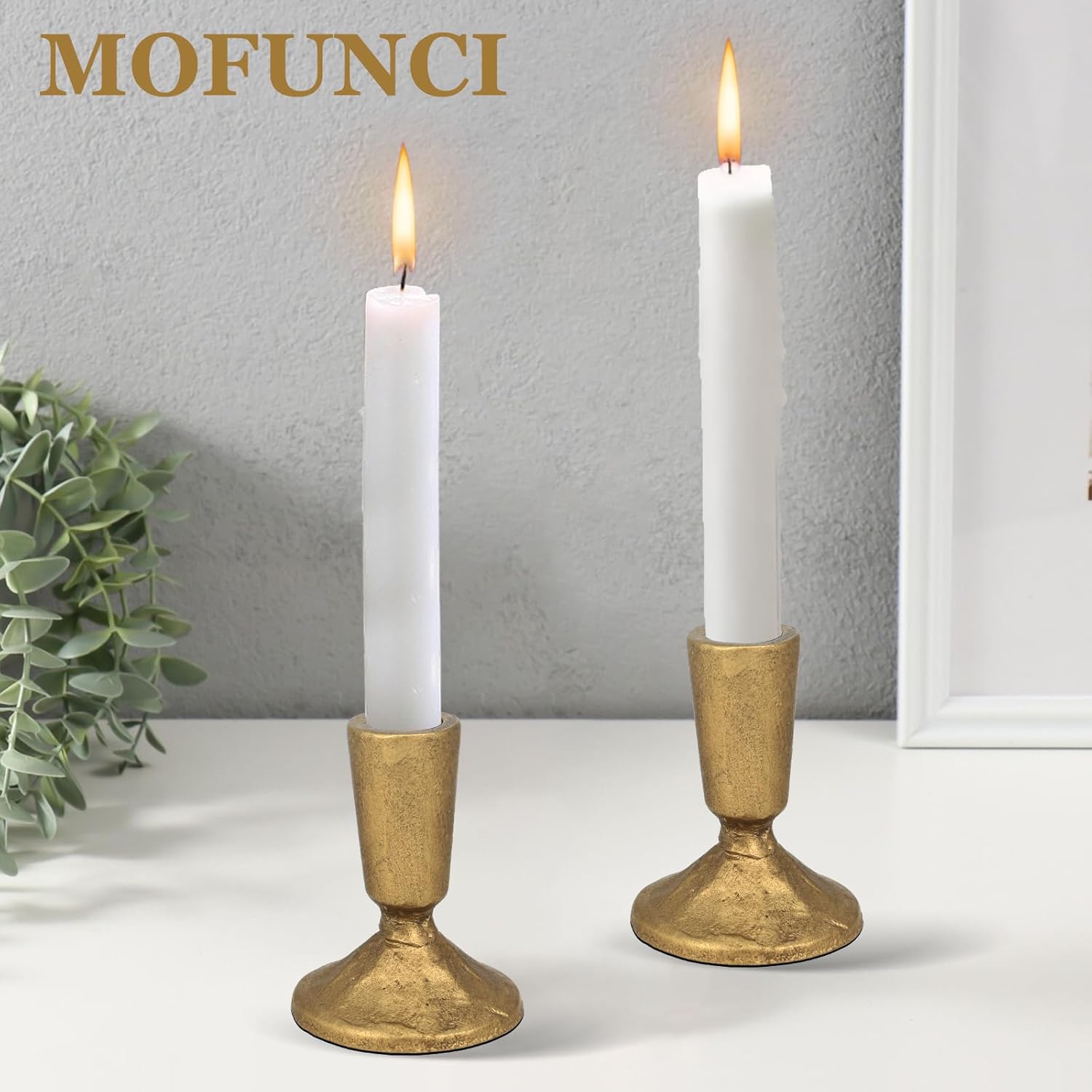 Iron Taper Candle Holder Set of 2, Heavy Candle Stick Holders Gold Candle Holders for Table Centerpiece, Weddings, Mantel and Party Decor - Image 3