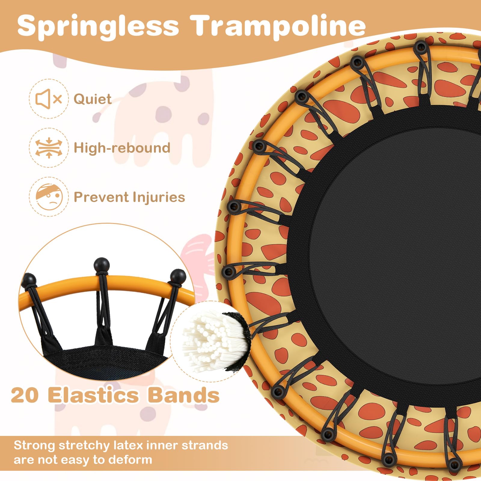 COSTWAY φ71cm Trampoin Kinder, Min-Trampolin mit Griff & Randabdeckung, Kindertrampolin mit Astronauten-Motiv, Fitness Trampolin Indoor, Trampolin-Rebounder für 3-6 Jahren Jungen & Mädchen
