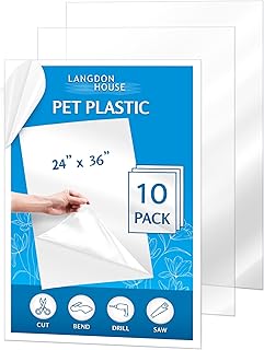 PET Flexible Plastic Glass Sheets (24x36 x 0.03 inch, Clear, 10 Pack), Thin Plexi-Glass Sheet for DIY Arts & Crafts, Home ...