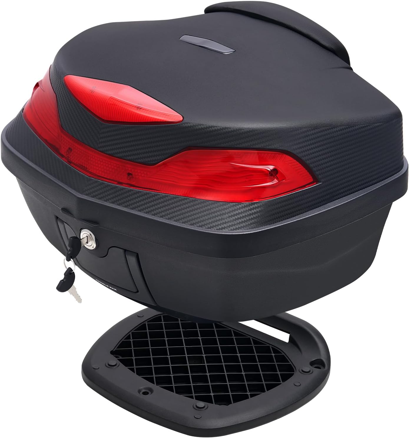 Motorcycle Tail Bag Motorcycle Trunk Box Motorcycles Accessories Motorcycles Bag Storage Scooter Trunk Motor cycle Top Case W/Soft Backrest, Lock, Handle For Helmet - 48l Capacity (Black)