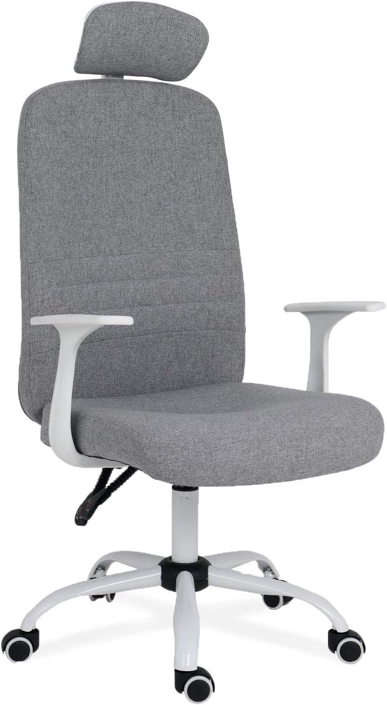 Wahson Computer Desk Task Office Chair - Adjustable Home Office High Back Reclining with Arm Rest, Modern Linen, in Gray