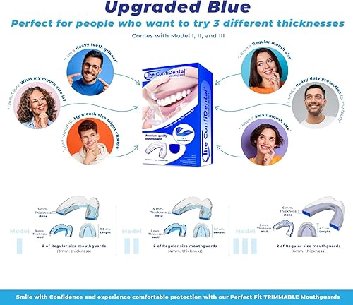 Miniatura 2 de Protector bucal para rechinar dientes por la noche, paquete de 3 modelos, paquete de 6 protectores nocturnos dentales moldeables para rechinar y