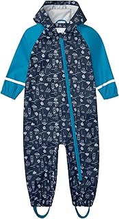 HIKIDS Rain Suit, Overall, Children's Waterproof Unisex Rain Jacket with Hood, Boys, Breathable Raincoat, One Piece, Lightweight Rain Clothing, One Piece Rain Poncho, PU Mud Suit, 3-in-1 Long Rain