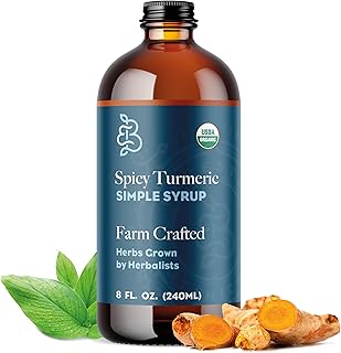 Bluestem Botanicals Organic Spicy Tumeric Simple Syrup, 8 oz, Cocktail and Mocktail Mixer for Drinks, Non-Alcoholic