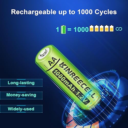 Miniatura 9 de Baterías recargables AA de litio, 2600 mWh (1700 mAh) 1.5 voltios de litio, vida útil de 1500 ciclos, baterías de iones de litio USB de carga