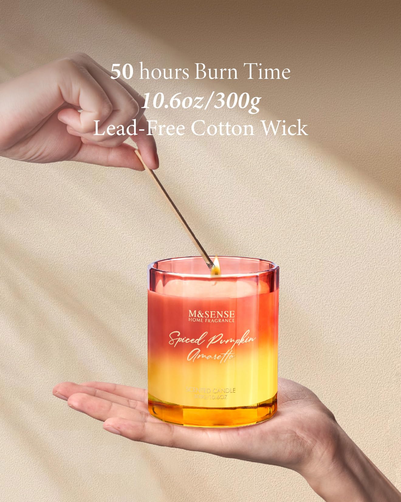 M&SENSE Candele profumate di soia alla zucca speziata, naturali e non tossiche, candele autunnali 300 g 60 ore a lunga durata a combustione lenta, regalo donna compleanno, decorazioni per la casa
