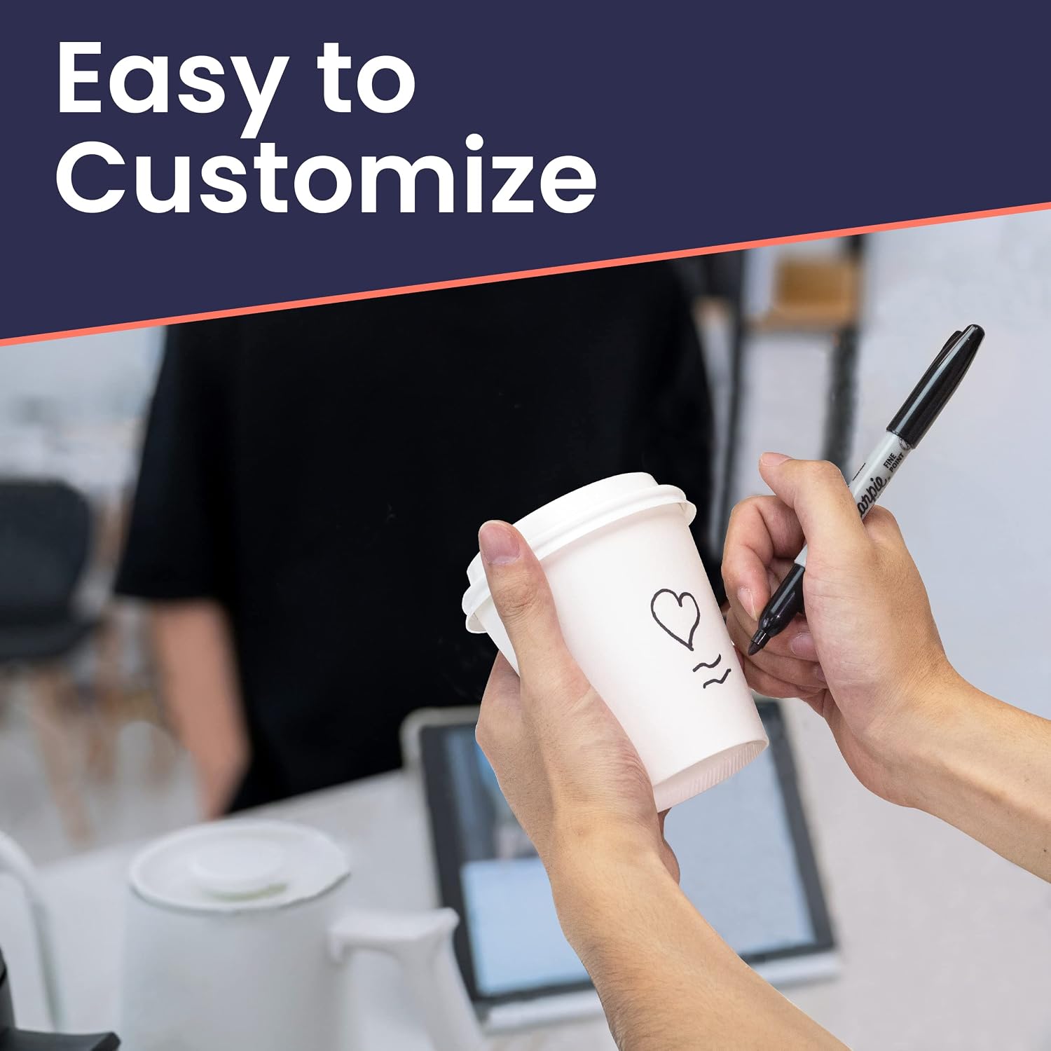 [100 Pack] 10 Oz Disposable White Paper Cups with White Lids - On the Go Hot and Cold Beverage All-Purpose Sampling Portion Cup for Coffee, Espresso, Cortado, Water, Juice and Tea, Food Grade Safe