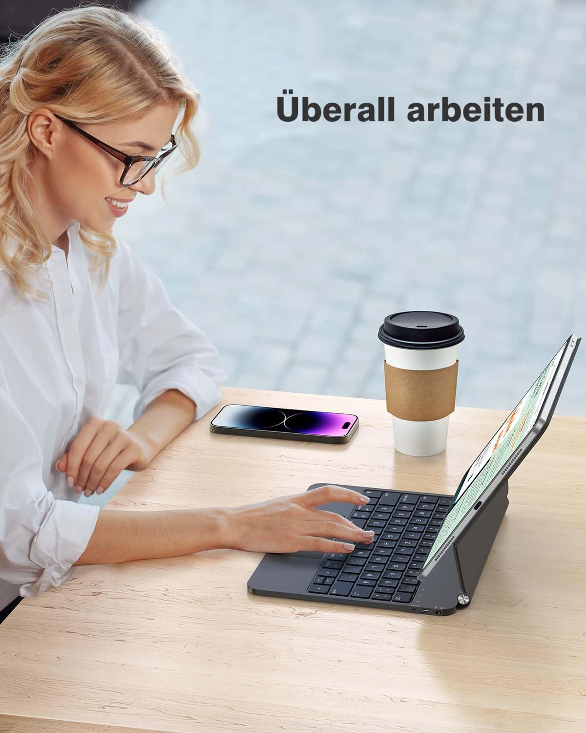 TECURS Etui na klawiaturę do iPad Air 11 cali (M3/M2, 2025/2024) /5/4, Magic Keyboard do iPada Pro 11 (4/3/2/1 Gen) z gładzikiem, magnetyczna konstrukcja swobodnie unosząca się, łatwa do przenoszenia